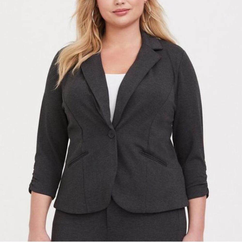 Torrid Grey Studio Ponte Tailored Fit Blazer Jacket 2X 11269061
